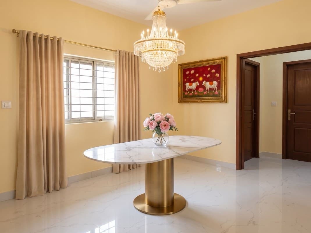 Dining room after: redesigned by Auralis in Luxury style